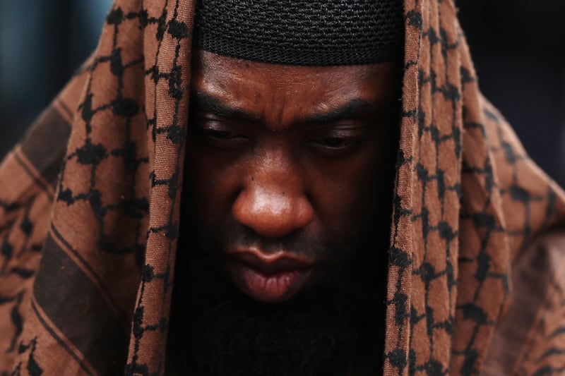 Abudur Raheem sits in his wheelchair to take part in the first Friday prayers of Ramadan outside the Masjid At Taqwa mosque in Brooklyn, New York, US. Reuters