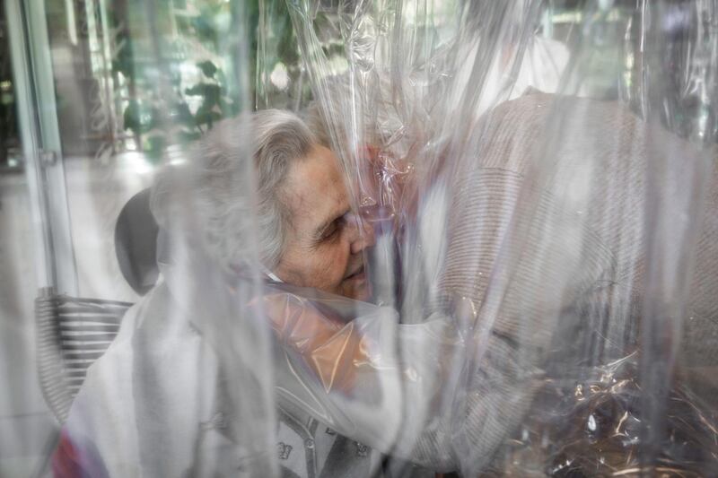 Elderly people in the 'Hug Room' in nursing home Domenico Sartor at Castelfranco Veneto, near Venice, Italy. EPA