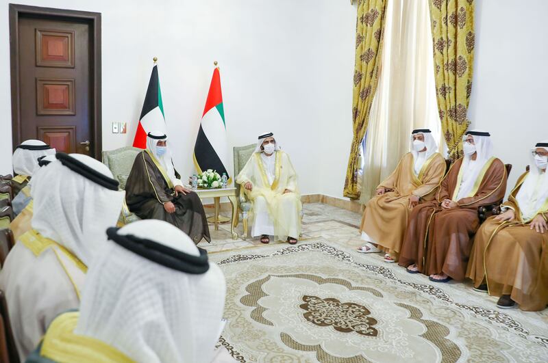 Sheikh Mohammed meets Kuwait’s Prime Minister Sheikh Sabah Al Khalid. Wam