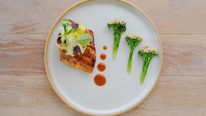 Signature miso cod with broccolini, daikon, miso yuzu sauce from Catch at The St Regis Abu Dhabi.