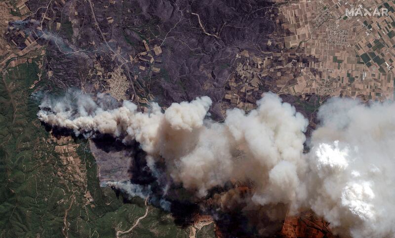 A satellite image of wildfire in Alexandroupolis. Reuters