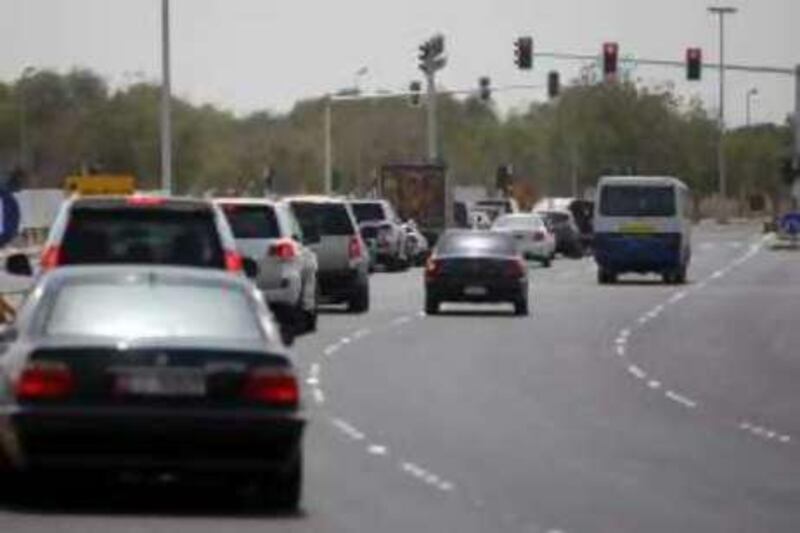 June 20, 2010/ Abu Dhabi/ Traffic along Salam Street and 13th is now open for motorist who want to turn right onto Salam Street or for motorist who want to make a U-turn June 20, 2010. (Sammy Dallal / The National)

