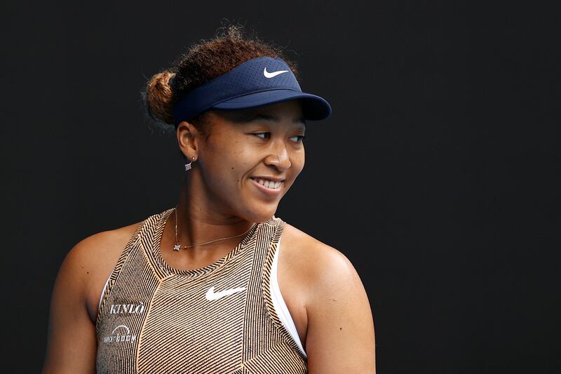 MELBOURNE, AUSTRALIA - JANUARY 04: Naomi Osaka of Japan reacts in her match against Alize Cornet of France during the Melbourne Summer Set at Melbourne Park on January 04, 2022 in Melbourne, Australia. (Photo by Darrian Traynor / Getty Images)