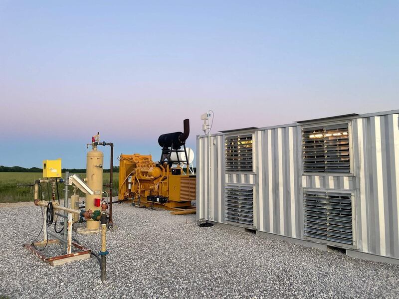 A natural gas generator is seen powering a bitcoin mining data center on an oil field in North Texas. Tokenisation can help investors pitch in to fund stranded assets such as an isolated patch of the North American shale basin, which is economically unviable to develop. AFP