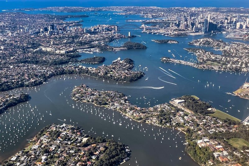 An aerial view of boats in Sydney Harbour, taking in Sydney Harbour Bridge and the central business district. AFP