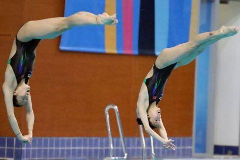 The Chinese pair of Chen Ye and Qu Lin won gold in the 3m synchro final in Dubai yesterday. Ali Haider / EPA