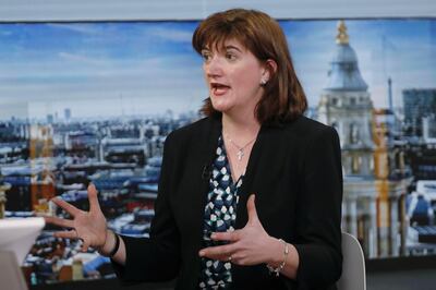 Nicky Morgan, U.K. treasury committee chair and Conservative Party lawmaker, speaks during a Bloomberg Television interview in London, U.K., on Tuesday, March 6, 2018. Morgan discussed Brexit negotiations over a customs union and hard border with Ireland. Photographer: Luke MacGregor/Bloomberg