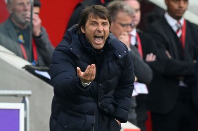 Tottenham coach Antonio Conte shouts instructions to the players. AFP