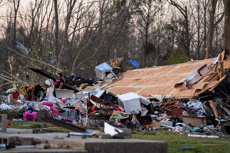 Tornadoes left a trail of damage in Amory. EPA