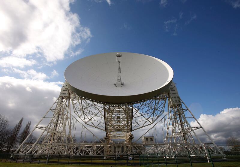 Jodrell Bank Observatory in Chesire, England, features the 3,200 tonne Lovell telescope.