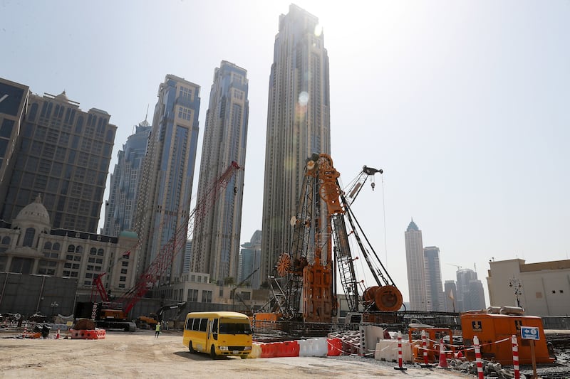 Construction is under way for the Al Habtoor Tower project. Pawan Singh / The National