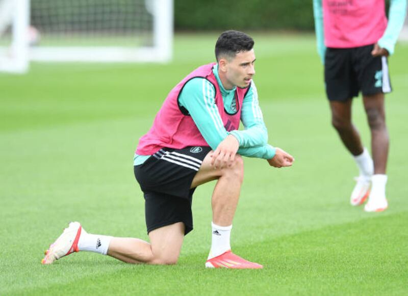 Arsenal attacker Gabriel Martinelli at London Colney.