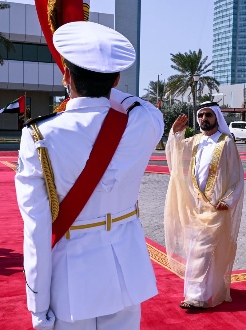 The Vice President and Ruler of Dubai arrives for the opening ceremony.