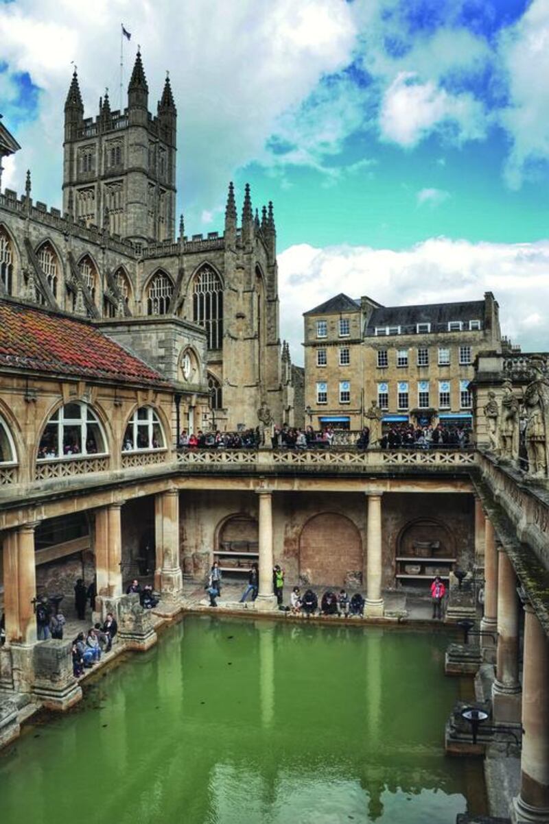 Alongside its 15th-century abbey, the Roman baths form a focal point of the city of Bath. Photo by Adam Batterbee