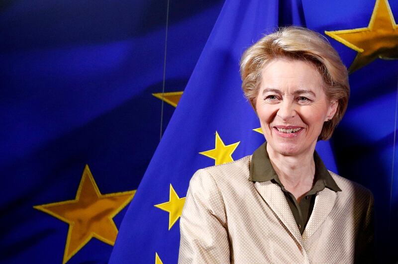 FILE PHOTO: EU Commission President-designate Ursula Von der Leyen is pictured before a meeting with incoming President of the EU Council Charles Michel in Brussels, Belgium, November 19, 2019. Picture taken November 19, 2019.  REUTERS/Francois Lenoir/Pool/File Photo