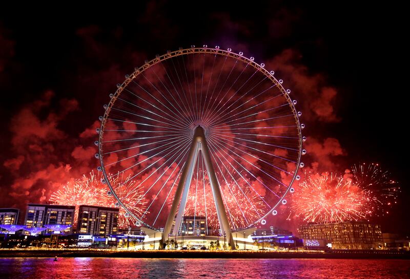 Fireworks and a light show at the official opening of Ain Dubai on Bluewaters Island. All photos: Chris Whiteoak / The National