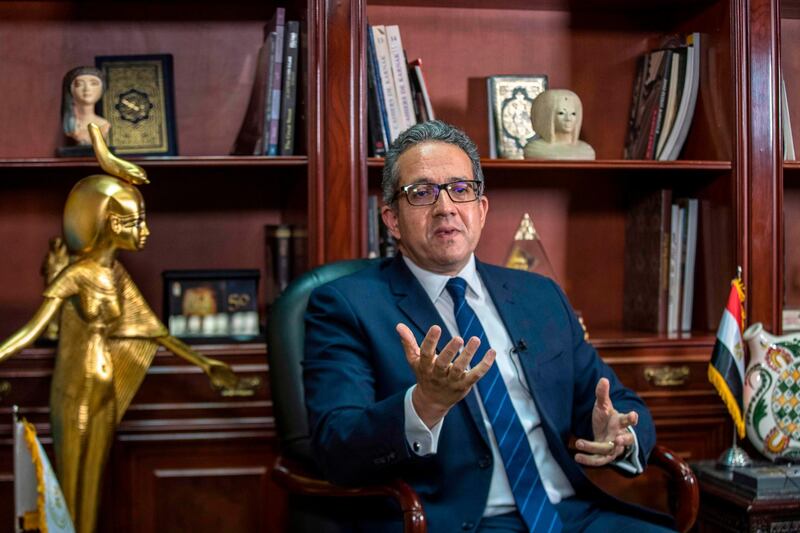 Egyptian Minister of Tourism and Antiques Khaled al-Anani speaks during an interview with AFP at his office in the capital Cairo.  AFP