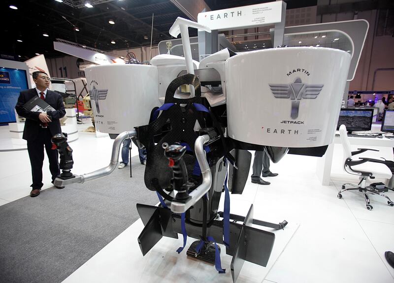 February 17, 2013 (Abu Dhabi) A Martin Jet Pack on display at IDEX 2013 at the Abu Dhabi Exhibition Center in Abu Dhabi February 17, 2013. (Sammy Dallal / The National)
