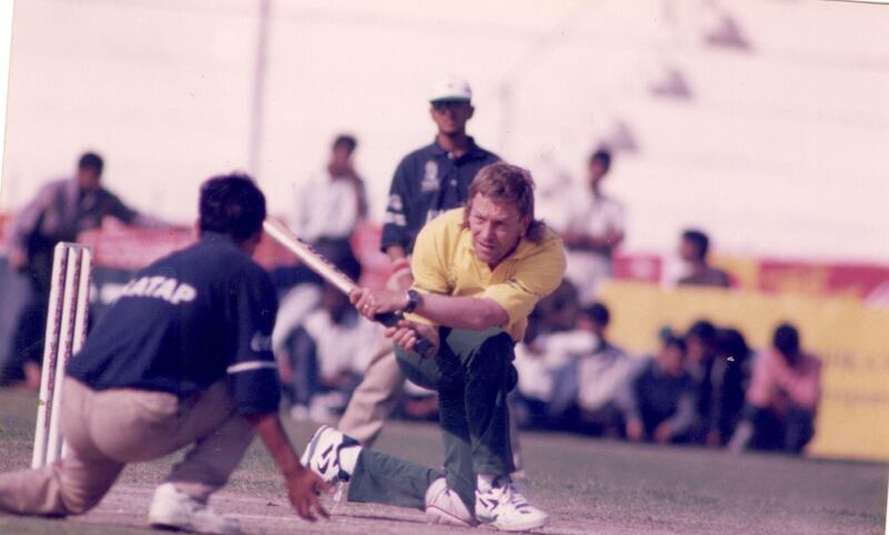 A player from Australia attempts a shot during a match of blind cricket. Photo: George Abraham