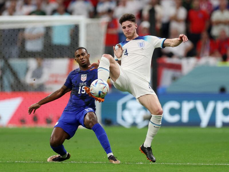 Declan Rice 5: Couldn’t get near McKennie in the move which saw Pulisic hit the bar. Lacked the energy he had in the game against Iran. Reuters