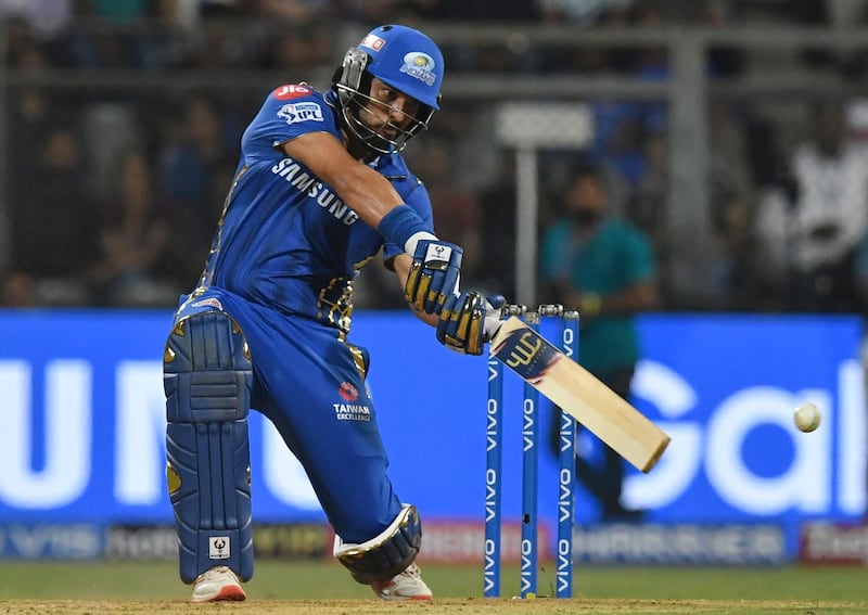 Mumbai Indians cricketer Yuvraj Singh plays a shot during the 2019 Indian Premier League (IPL) Twenty20 cricket match between Mumbai Indians and Delhi Capitals at The Wankhede Stadium in Mumbai on March 24, 2019. (Photo by Indranil MUKHERJEE / AFP) / IMAGE RESTRICTED TO EDITORIAL USE - STRICTLY NO COMMERCIAL USE