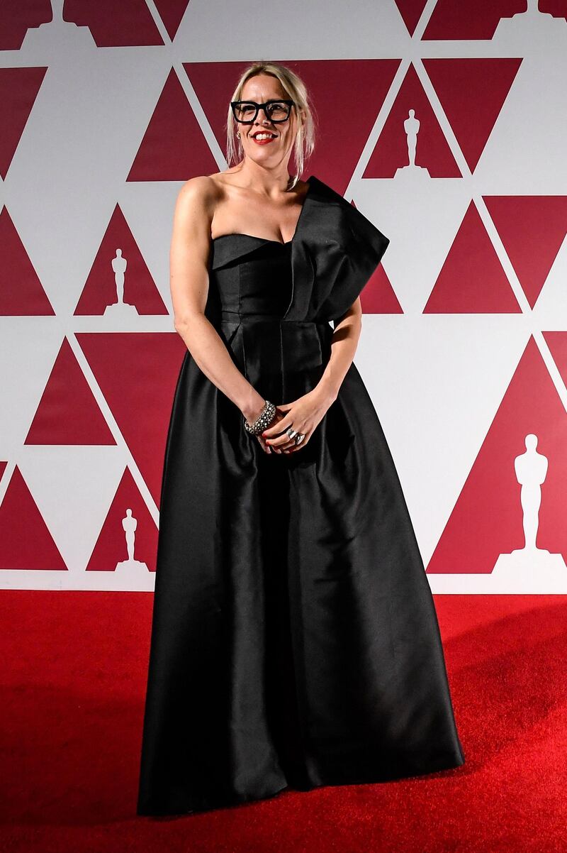 Cathy Featherstone arrives at a screening of the Oscars on April 26, 2021 in London, England. AFP