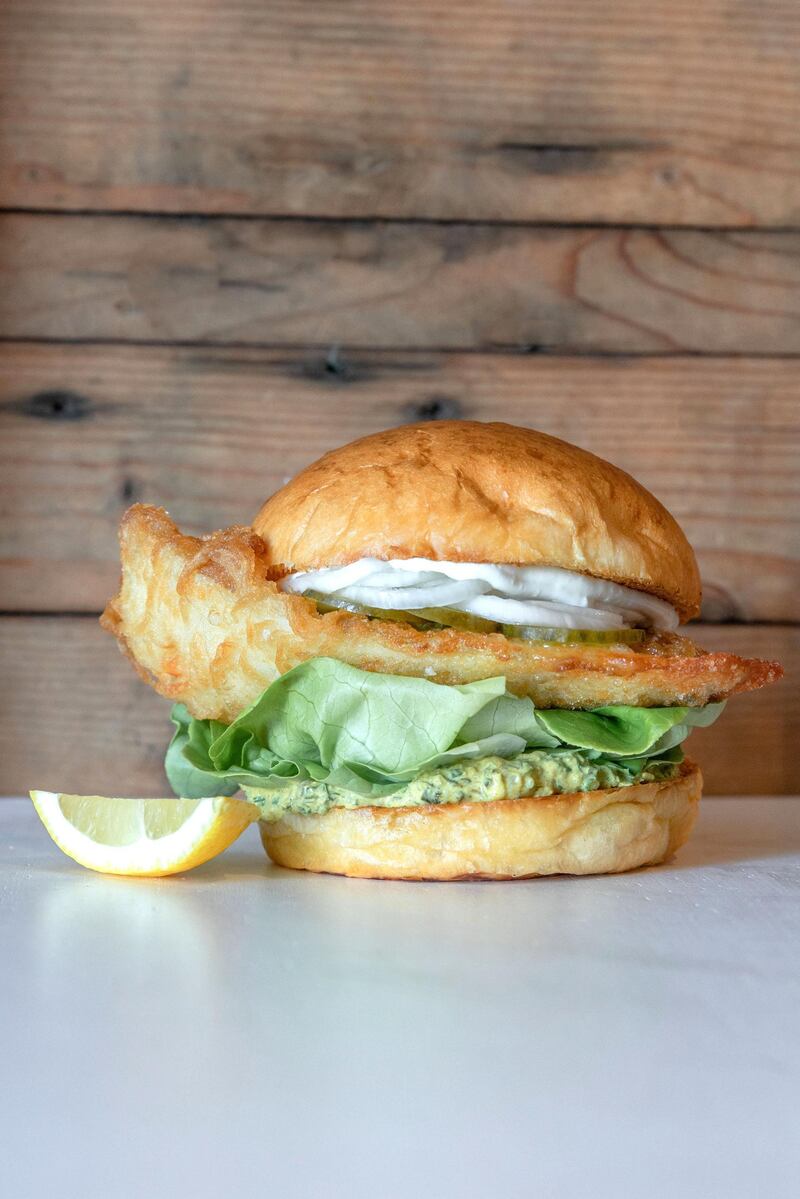 The fish and chip curry burger at The Sum of Us. Courtesy The Sum of Us