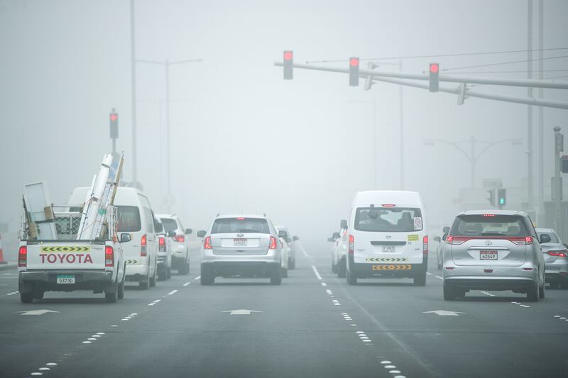A yellow fog warning was issued in parts of the country on Monday morning. Victor Besa / The National