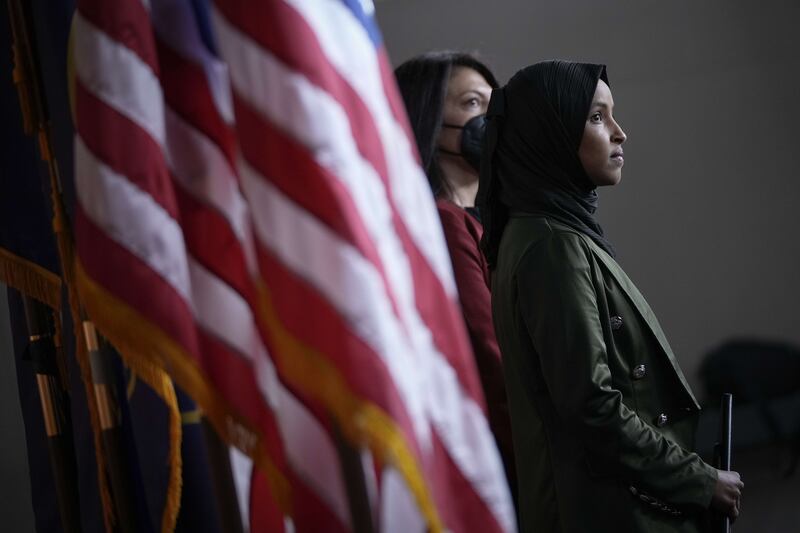 US Congresswoman Ilhan Omar attends a news conference about Islamophobia on Capitol Hill last November. AFP