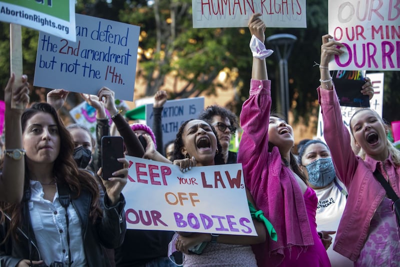 Demonstrators during an abortion rights protest in Los Angeles, California. Bloomberg