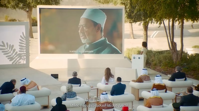 Ahmed Al Tayeb, Grand Imam of Al Azhar, takes part in the virtual ceremony of the Zayed Award for Human Fraternity. Photo: Higher Committee for Human Fraternity