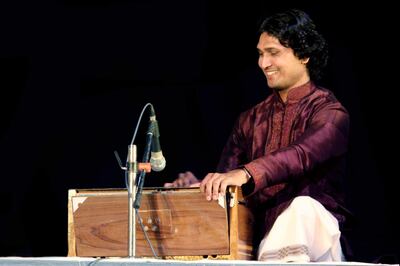 Santosh Ghante is one of the few musicians to play the harmonium solo or in the lead. Photo: Santosh Ghante