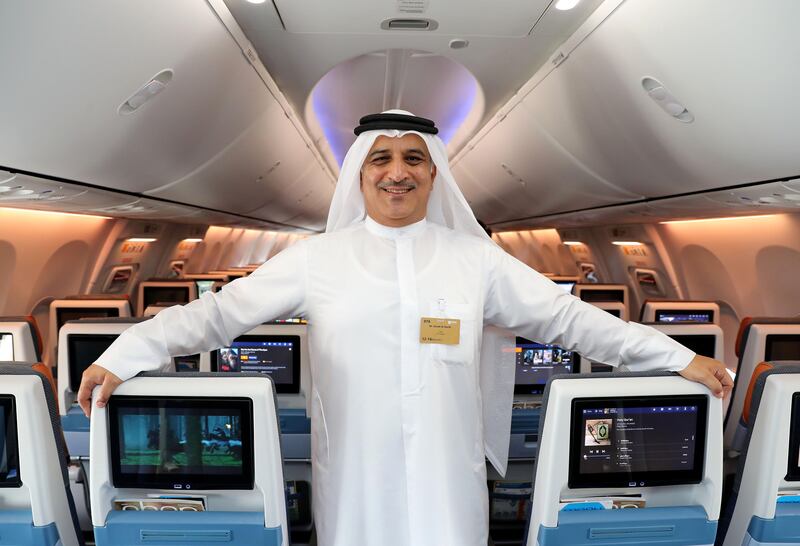 Dubai, United Arab Emirates - November 13th, 2017: CEO of Fly Dubai Ghaith Al Ghaith at the Dubai airshow. Monday, November 13th, 2017 at Al Maktoum Airport, Dubai. Chris Whiteoak / The National