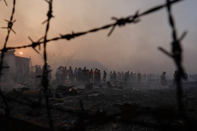 Rohingya refugee camps have also been devastated by deadly fires. A blaze at Balukhali camp, above, in the Cox's Bazar district of Bangladesh on March 5 left thousands homeless. AFP