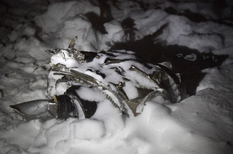 A piece of debris at the site of plane crash in Ramensky district, on the outskirts of Moscow. AFP