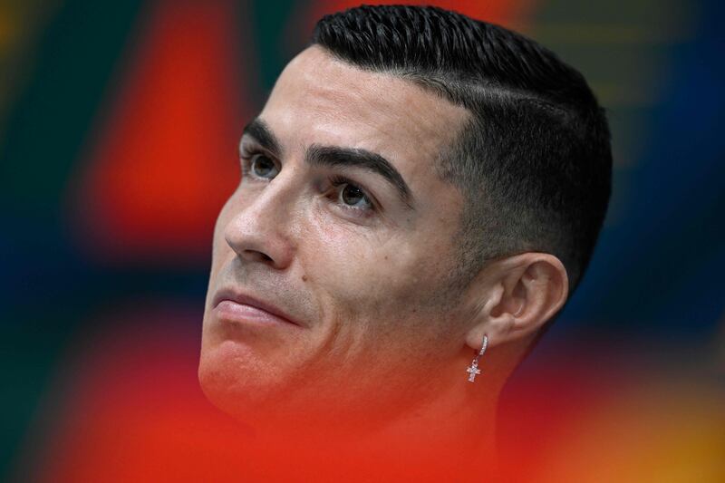 Portugal forward Cristiano Ronaldo gives a press conference in Al Samriya, Qatar, after a highly controversial interview. AFP