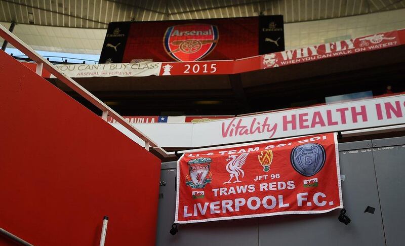 A Liverpool banner at the away end at the Emirates ahead of the Premier League match between Arsenal and Liverpool at the Emirates Stadium in London, Britain, 14 August 2016. Andy Rain / EPA