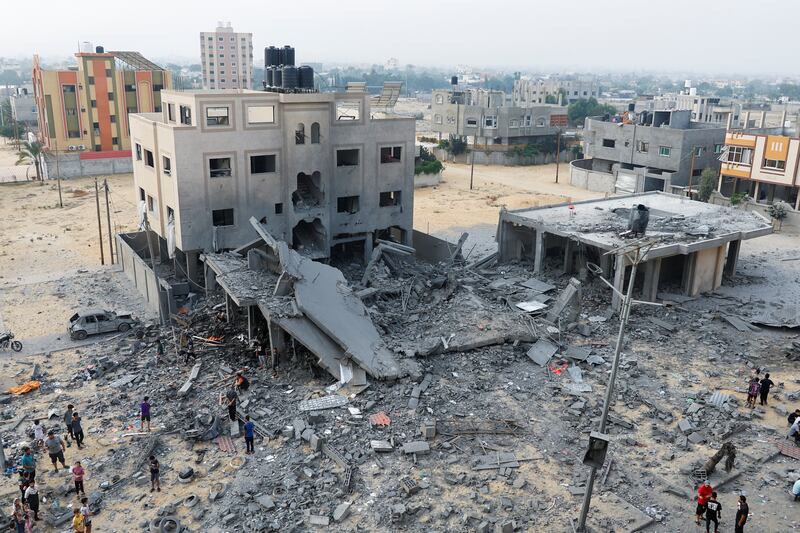 Buildings destroyed by Israeli air strikes in Khan Younis. Reuters