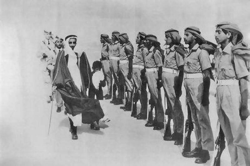 Sheikh Shakhbut walking inside Qasr Al Hosn. Courtesy of The Ruling Family