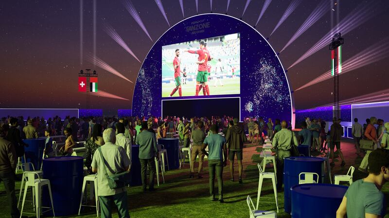 The matches at the fanzone at Yas Links will be beamed onto a giant LED screen, measuring 16 x 9 metres. Photo: Department of Culture and Tourism