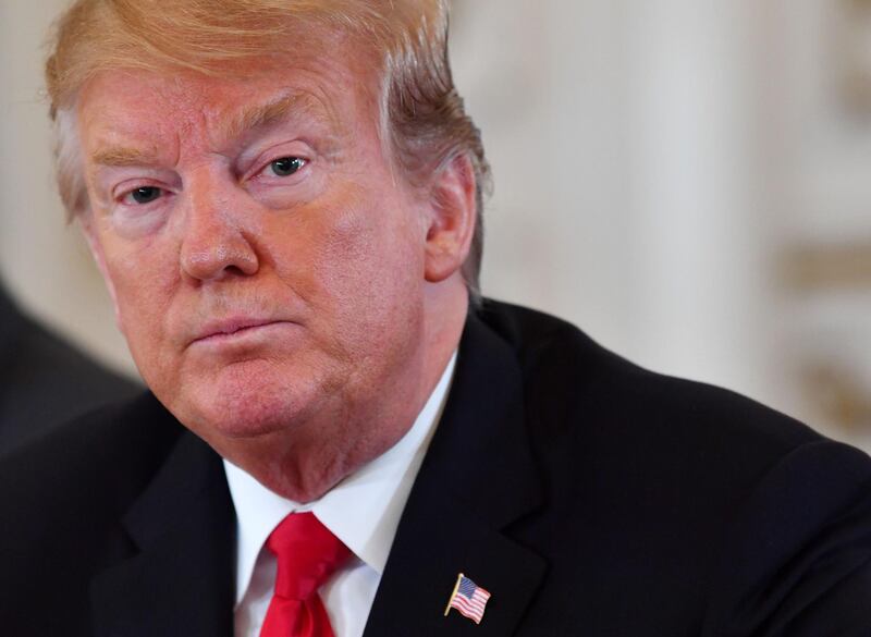 US President Donald Trump speaks during a meeting with Caribbean leaders at Trump's Mar-a-Lago estate in West Palm Beach Florida, on March 22, 2019.  / AFP / Nicholas Kamm
