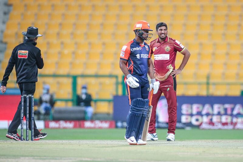 Evin Lewis. Delhi Bulls v Northern Warriors. Abu Dhabi T10 Season 4. The Final. Zayed Cricket Stadium, Abu Dhabi. 6th February 2021. Courtesy Abu Dhabi Cricket 