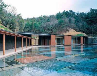 This undated photo released by The Pritzker Architecture Prize, shows Ceramic Park Mino in Tajimi, Gifu, western Japan, which was designed by architect Arata Isozaki. Isozaki, credited with bringing together the East and West in his innovative designs, has been awarded this yearâ€™s Pritzker Architecture Prize, known internationally as the highest honor in the field. The 2019 prize was announced Tuesday, March 5, 2019. (Hisao Suzuki/The Pritzker Architecture Prize via AP)
