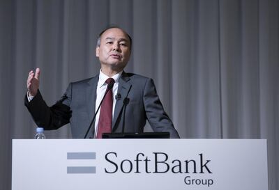 Masayoshi Son, billionaire, chairman and chief executive officer of SoftBank Group Corp., gestures as he speaks during a news conference in Tokyo, Japan, on Wednesday, Feb. 7, 2018. Son unveiled plans for an initial public offering of his domestic telecom operation, signaling the evolution of his business empire and his increasing focus on investments in startups such as Uber Technologies Inc. Photographer: Tomohiro Ohsumi/Bloomberg
