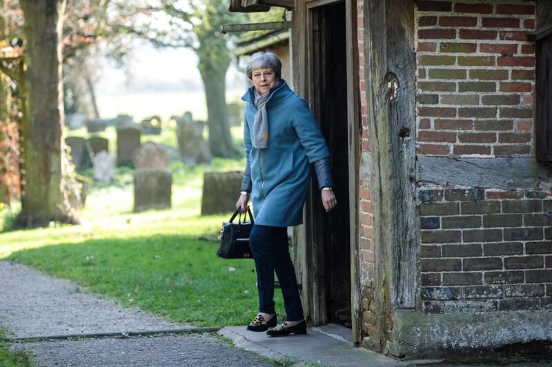 AYLESBURY, ENGLAND - MARCH 24: British Prime Minister Theresa May leaves following a church service on March 24, 2019 in Aylesbury, England. Mrs May is reportedly facing pressure from within the Conservative party to quit over her handling of the Brexit process. (Photo by Jack Taylor/Getty Images)