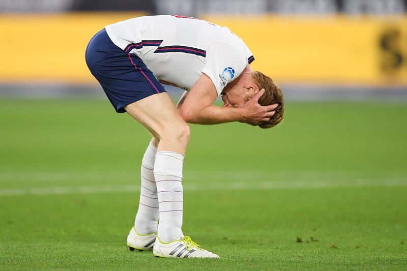 Damian Lewis of Team England reacts during the Soccer Aid for Unicef 2022 match. Getty Images