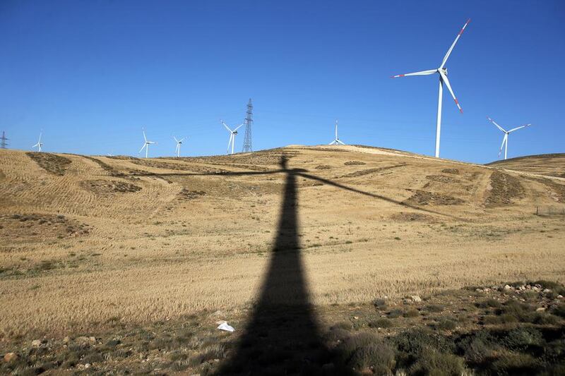 Turbines at the wind farm. When completed, the wind farm will increase the country’s total power capacity by 3 per cent.