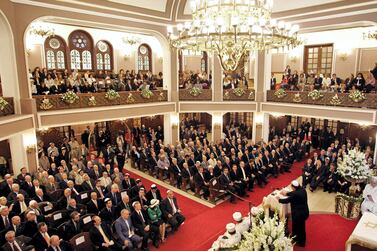 Silvyo Ovadya, leader of Turkey's Jewish community, makes a speech at Neve Shalom Synagogue in Istanbul, Turkey, during a ceremony to mark the official reopening of the synagogue after it was bombed in a suicide attack in 2003. AP Photo