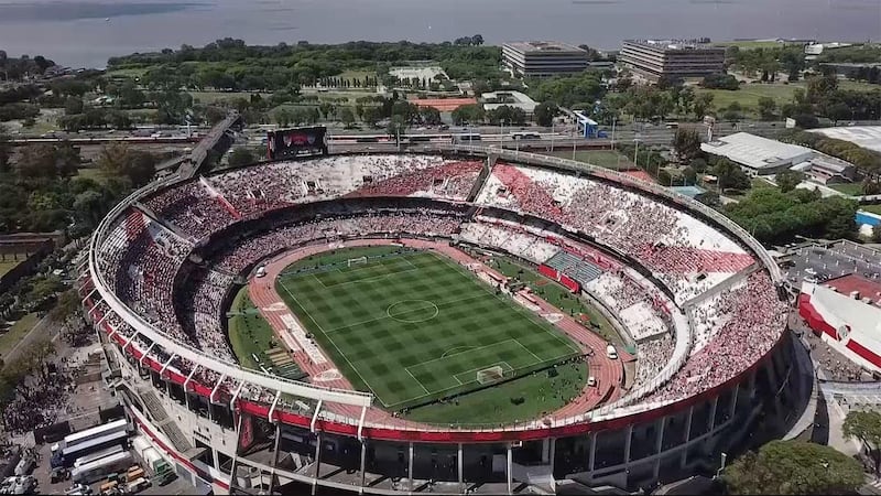 Video grab showing an aerial view of the Monumental stadium. AFP