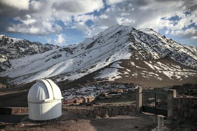 A telescope at Oukaimeden Observatory, is located in the High Atlas mountains at an elevation of 2750m, in Oukaimeden, south of Marrakech, Morocco, Thursday, March 9, 2017. The observatory, using a robotic telescope, participated in the recent discovery of seven Earth-size planets orbiting a nearby star ‚Äî some of which could hold life. (AP Photo/Mosa'ab Elshamy)